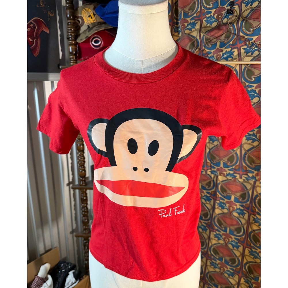 Paul Frank Julius the Monkey Graphic T-Shirt Red Youth XS Gildan Heavy Cotton